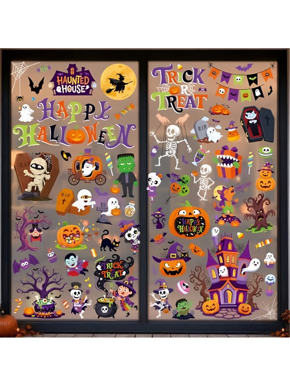 Halloween Window Clings, Halloween Stickers for Halloween Decorations Indoor,